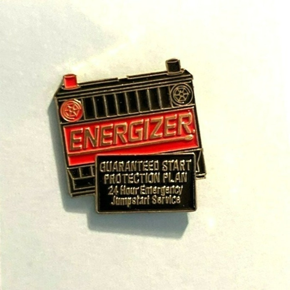 Energizer Car Battery Lapel Pin Vintage Advertising 24 hour Jumpstart